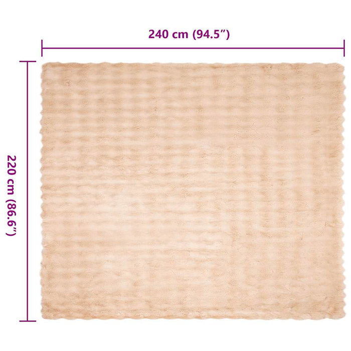 Faux kaninullteppe 4 pcs Beige 220 x 240 cm Polyester