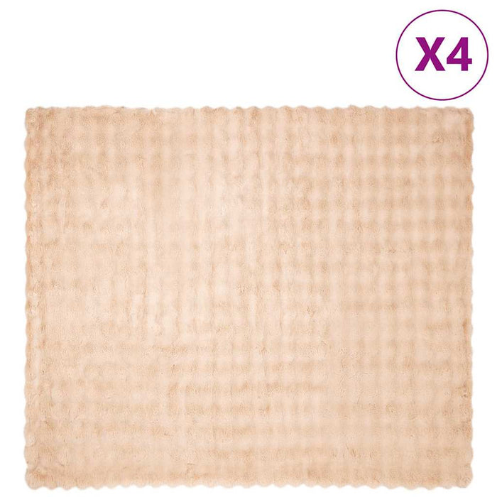 Faux kaninullteppe 4 pcs Beige 240 x 270 cm Polyester