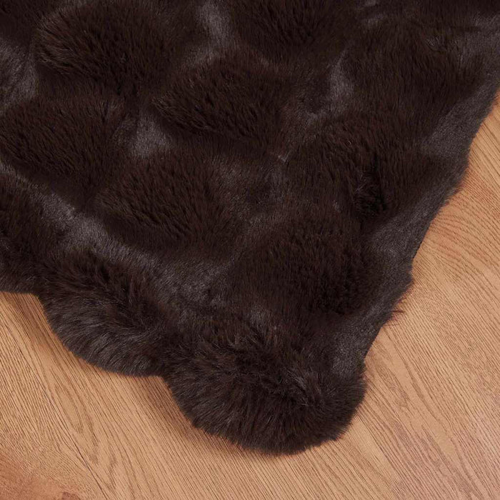 Faux kaninullteppe 4 pcs Kamel 240 x 270 cm Polyester