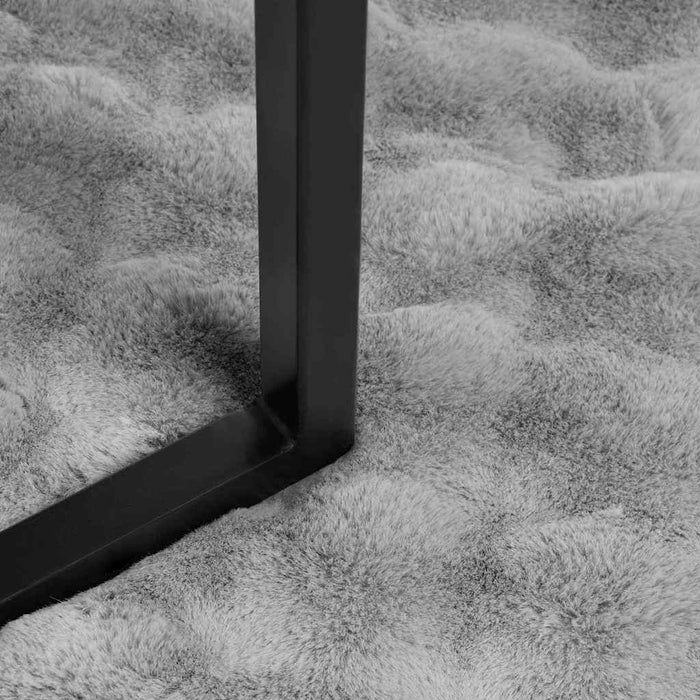 Faux kaninullteppe 4 pcs Grå 150 x 220 cm Polyester