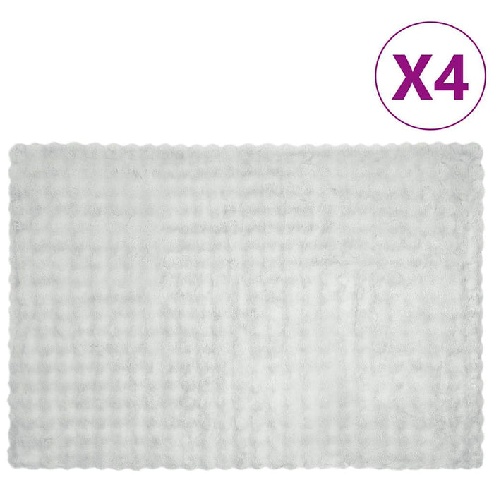 Faux kaninullteppe 4 pcs Grå 150 x 220 cm Polyester