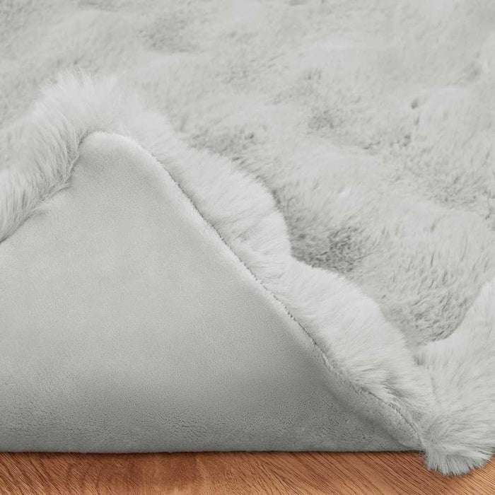 Faux kaninullteppe 4 pcs Grå 240 x 270 cm Polyester