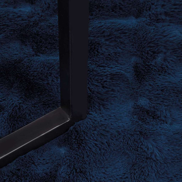Faux kaninullteppe 4 pcs Marineblå 150 x 220 cm Polyester