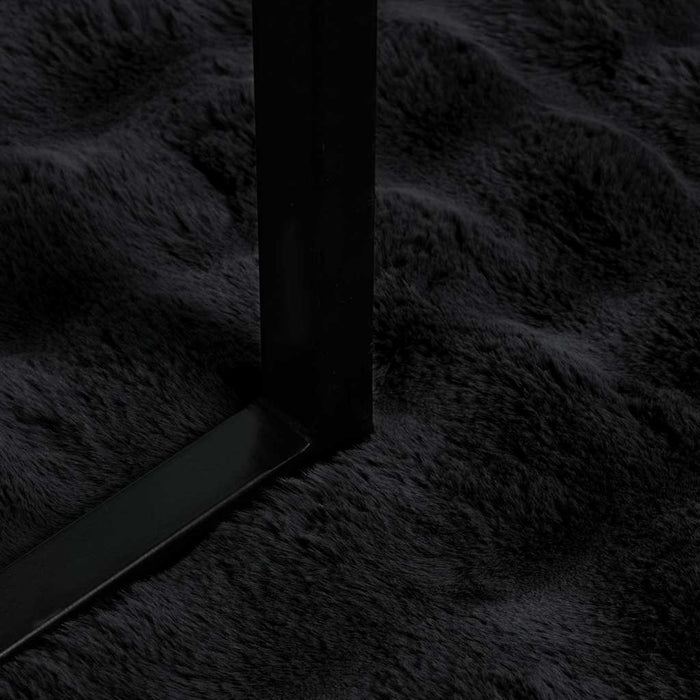 Faux kaninullteppe 4 pcs Svart 150 x 220 cm Polyester