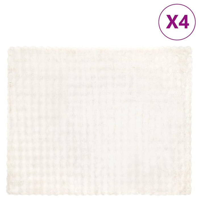 Faux kaninullteppe 4 pcs Hvit 130 x 150 cm Polyester