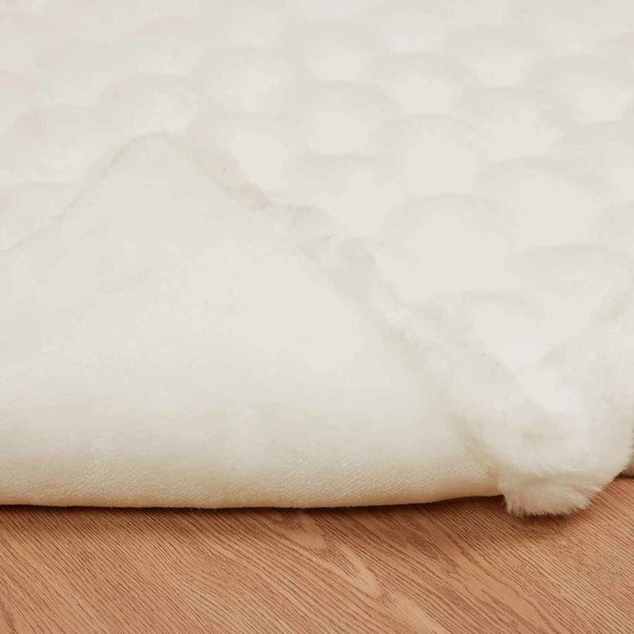 Faux kaninullteppe 4 pcs Hvit 150 x 220 cm Polyester