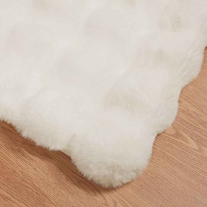 Faux kaninullteppe 4 pcs Hvit 150 x 220 cm Polyester