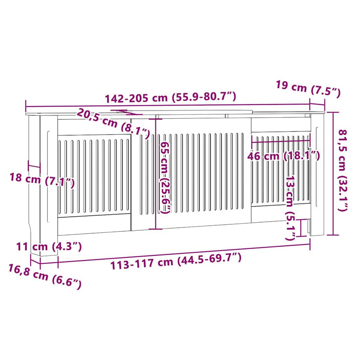 Radiator Deksel 2 pcs Brun (142-205) x 20.5 x 81.5 cm