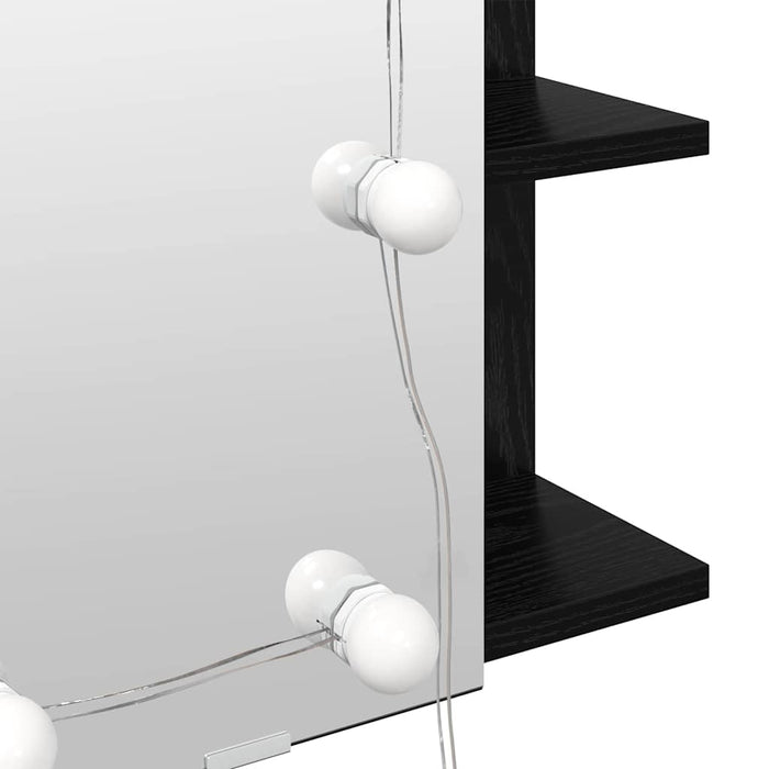 Speilskap med hylle Svart Eik 70 x 16,5 x 60 cm Konstruert tre