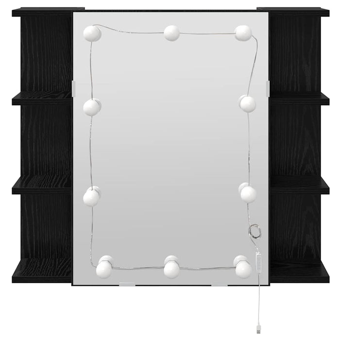 Speilskap med hylle Svart Eik 70 x 16,5 x 60 cm Konstruert tre