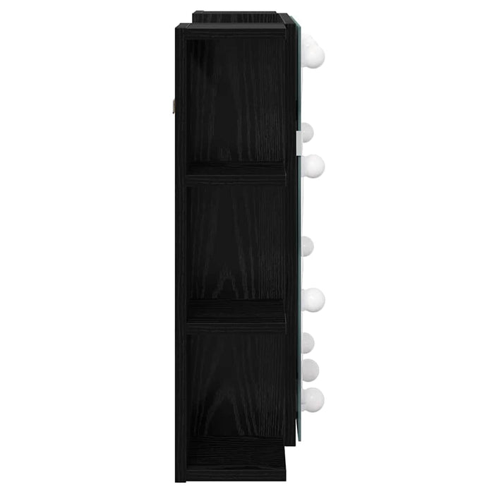 Speilskap med hylle Svart Eik 70 x 16,5 x 60 cm Konstruert tre