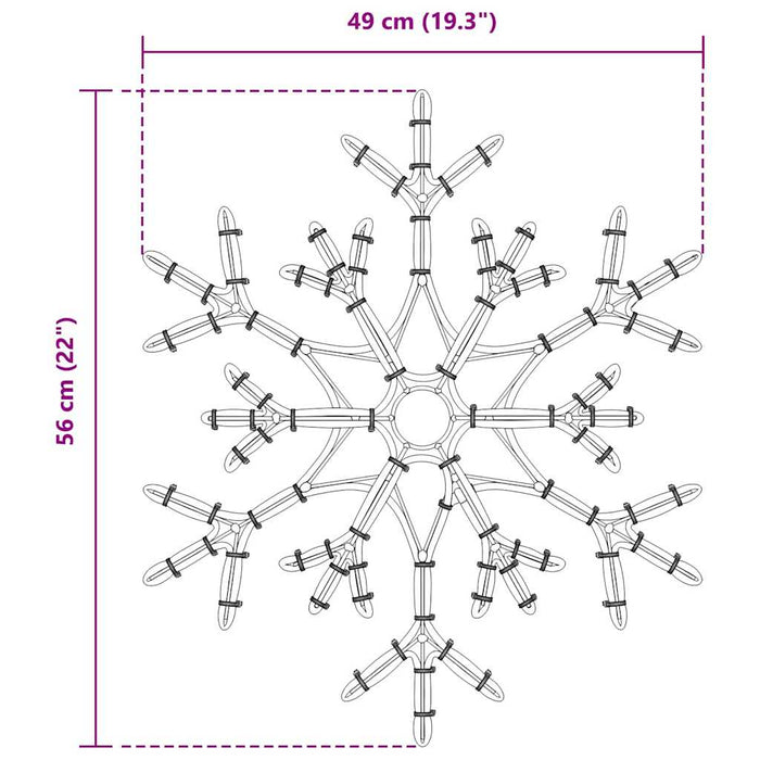 Jule Snøfnugg med 180 LED Varmhvit 56 x 49 x 0,7 cm PVC