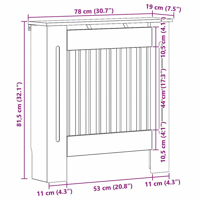 Radiator Deksel Betonggrå 78 x 19 x 81,5 cm Konstruert tre