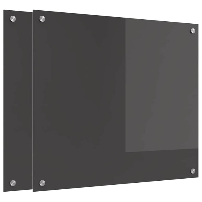 Kjøkkenbakplate 2 pcs Mørkegrå 70 x 60 cm herdet glass