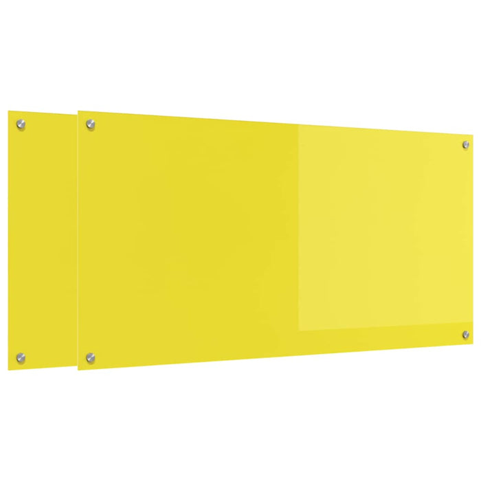 Kjøkkenbakplate 2 pcs Gul 120 x 60 cm herdet glass