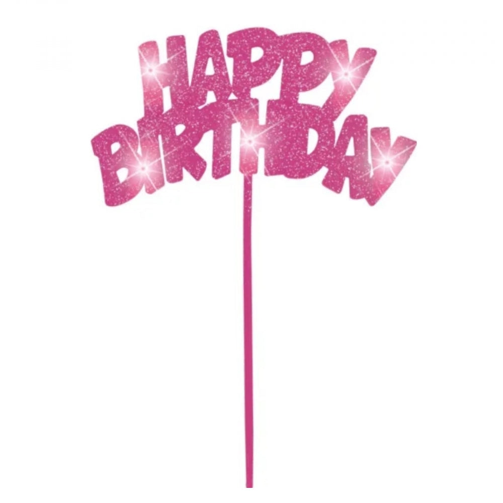 Happy Birthday rosa blinkende kaketopp