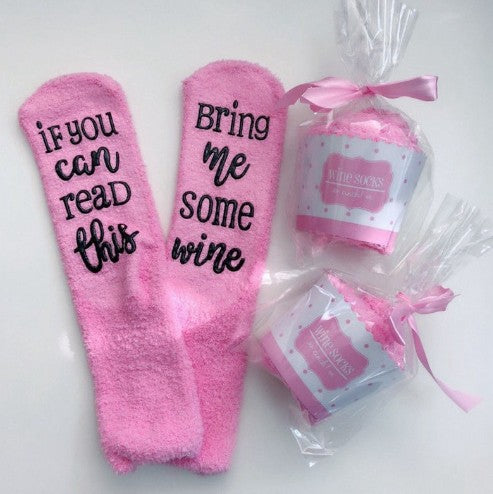 Fluffy wine socks (gavepakket)