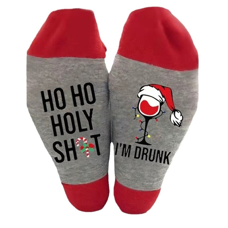 Sokker: Ho Ho Holy Shit (Rød/grå)