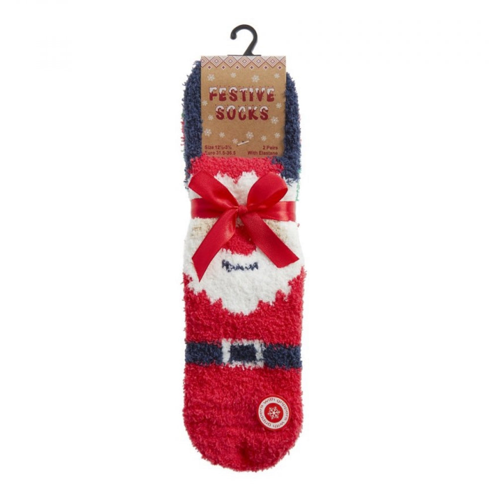 Fluffy sokker - Julenisse 2 pk