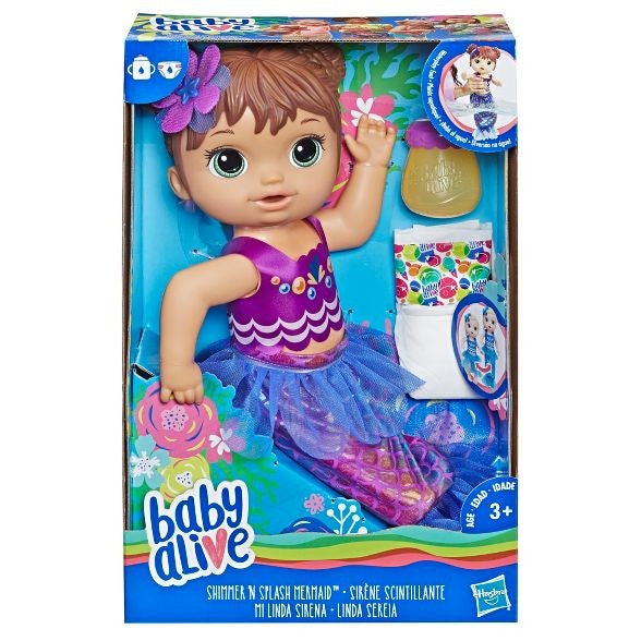 Baby Alive - Shimmer N Splash Mermaid Dukke - Brunt Hår