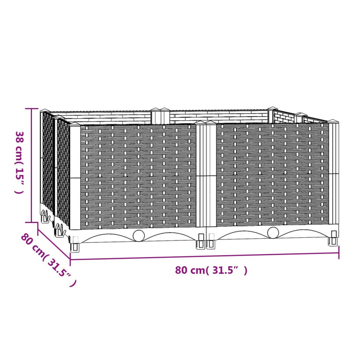 Høybed 80x80x38 cm polypropylen